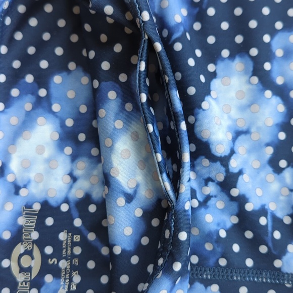 Inner Spirit Polka Dot Yoga Leggings S Blue White Pattern - Picture 10 of 15